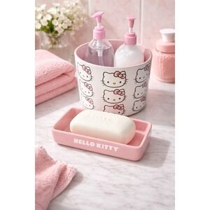 HELLO KITTY Bathroom Set Soap Dish & Pump Dispensers Pink Sanrio